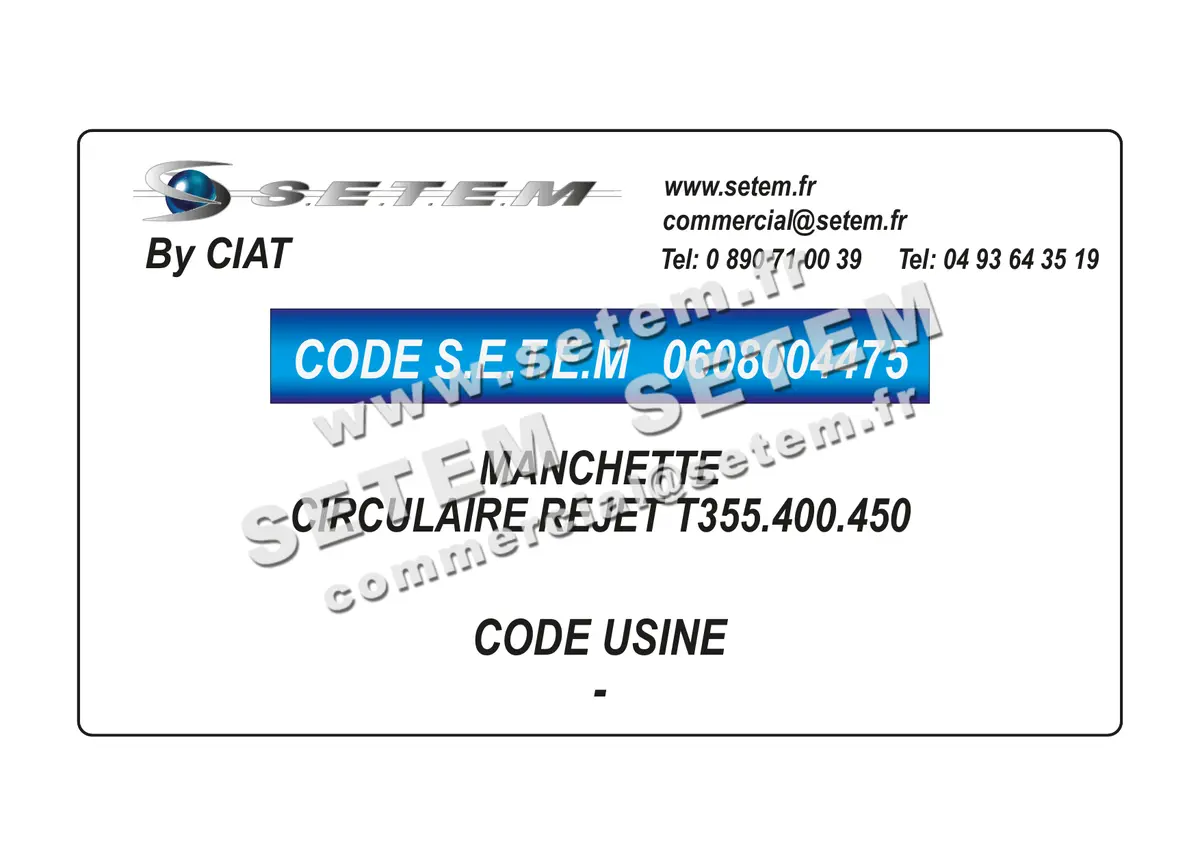 0608004475-MANCHETTE CIRCULAIRE DE REJET CIAT T355.400.450