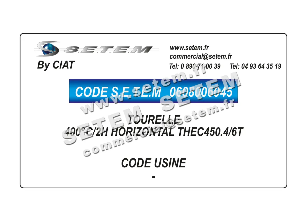 0608006045-TOURELLE CIAT 400°C/2H HORIZONTAL THEC450.4/6T