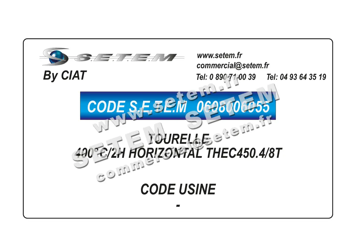 0608006055-TOURELLE CIAT 400°C/2H HORIZONTAL THEC450.4/8T
