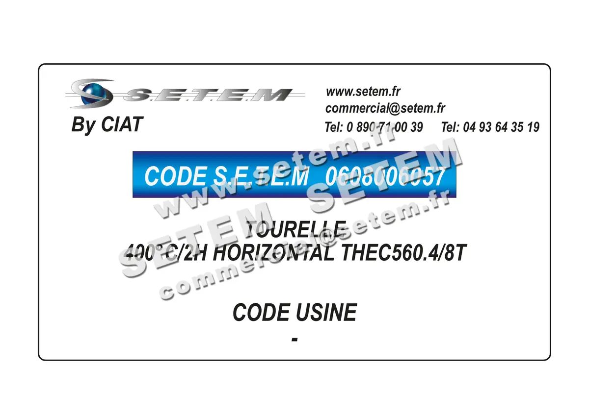 0608006057-TOURELLE CIAT 400°C/2H HORIZONTAL THEC560.4/8T