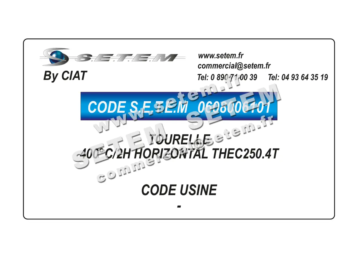 0608006101-TOURELLE CIAT 400°C/2H HORIZONTAL THEC250.4T 4