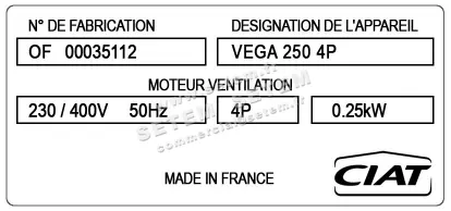 0608006101-TOURELLE CIAT 400°C/2H HORIZONTAL THEC250.4T 2