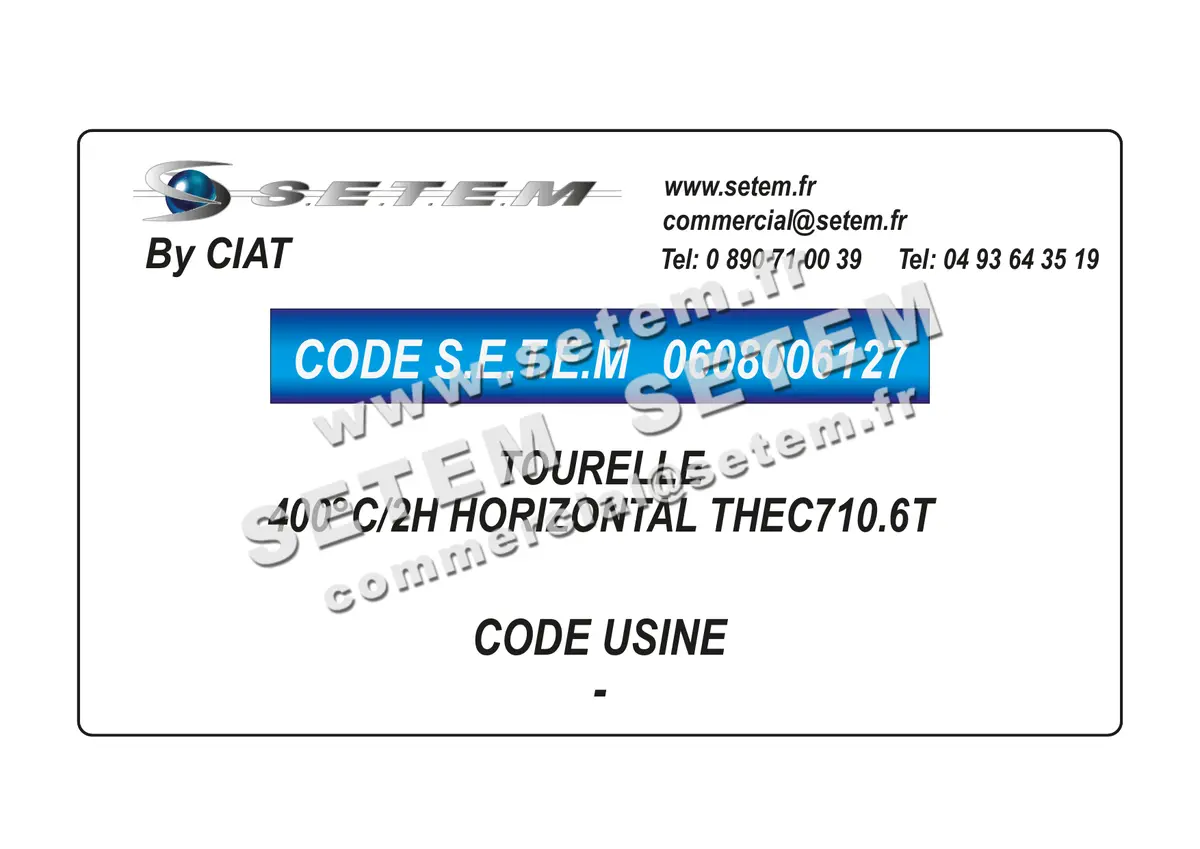 0608006127-TOURELLE CIAT 400°C/2H HORIZONTAL THEC710.6T