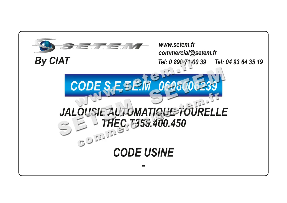 0608006239-JALOUSIE AUTOMATIQUE TOURELLE CIAT THEC T355.400.450