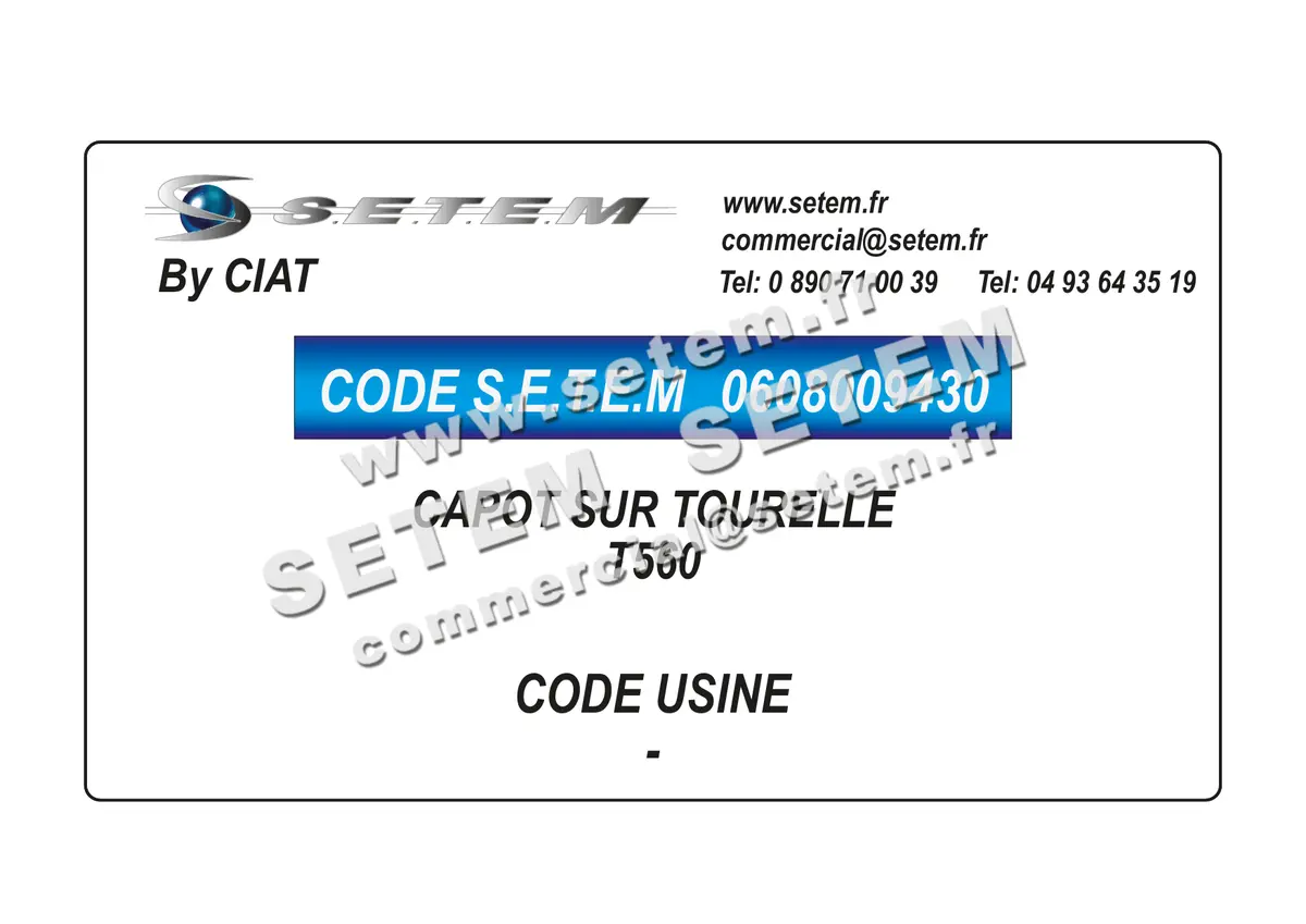 0608009430-CAPOT SUR TOURELLE CIAT T560