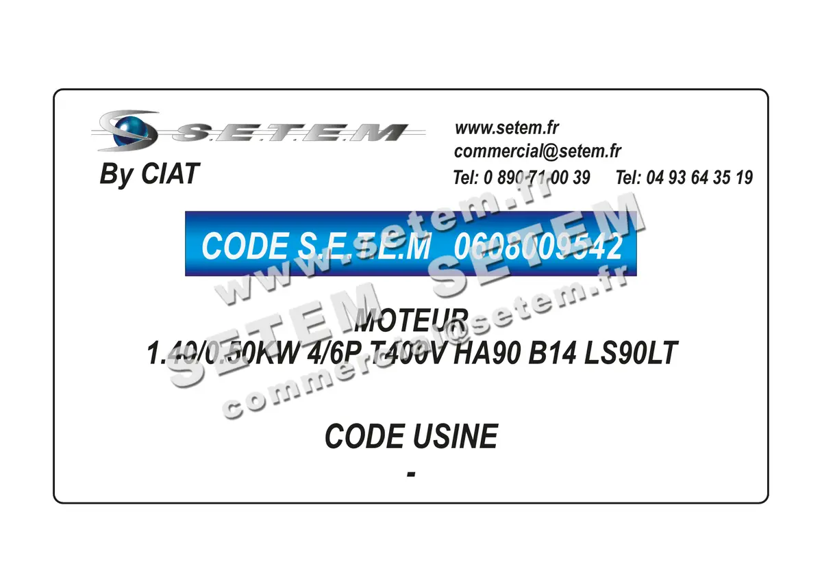 0608009542-MOTEUR CIAT 1.40/0.50KW 4/6P T400V HA90 B14 LS90LT