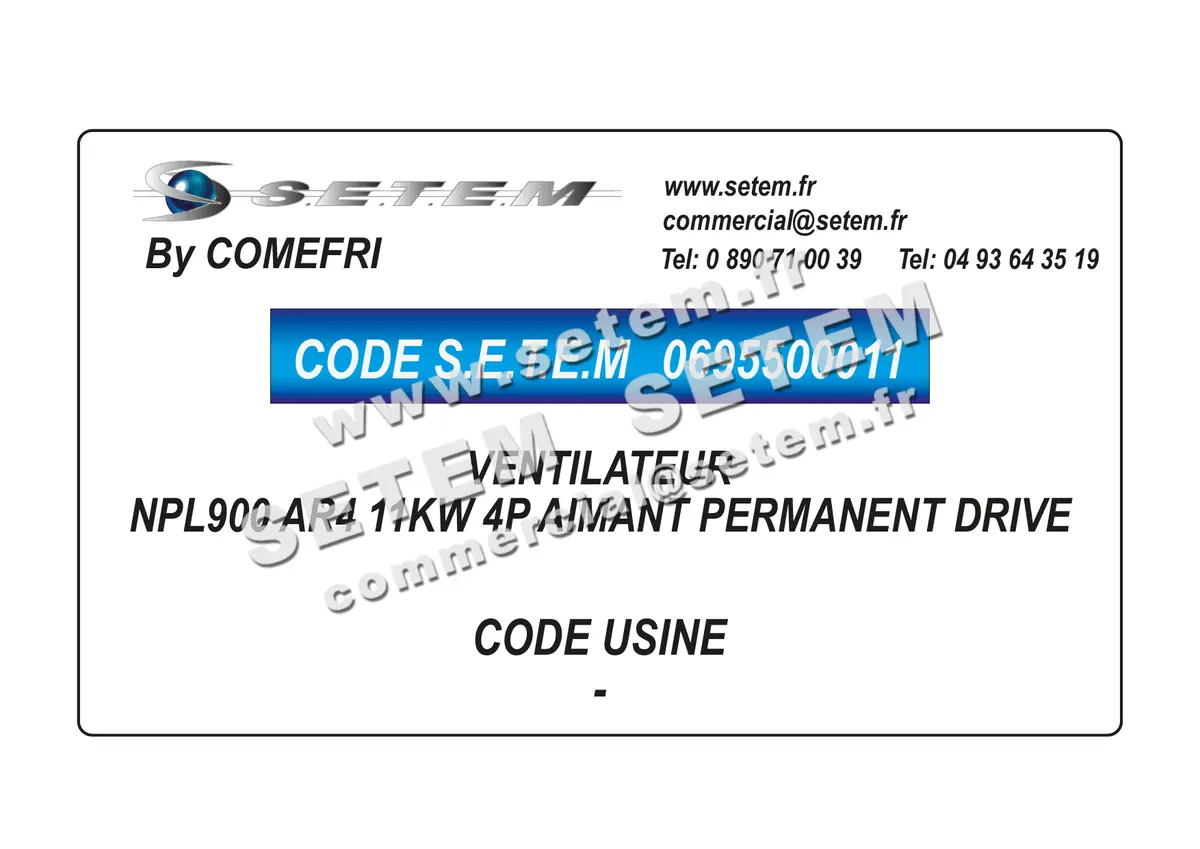 0695500011-VENTILATEUR COMEFRI NPL900 AR4 11KW 4P AIMANT PERMANENT DRIVE