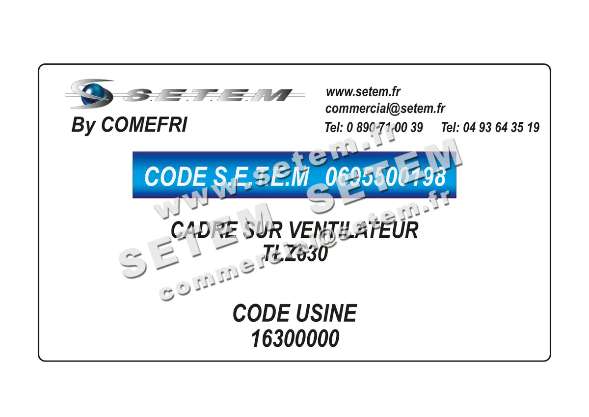 0695500198-CADRE SUR VENTILATEUR COMEFRI TLZ630 *16300000*
