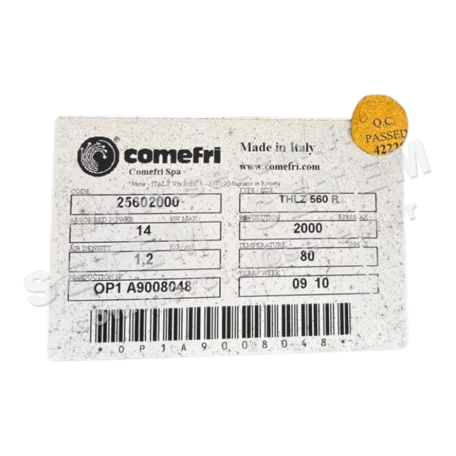 0695500260-VENTILATEUR COMEFRI THLZ560R *25602000*