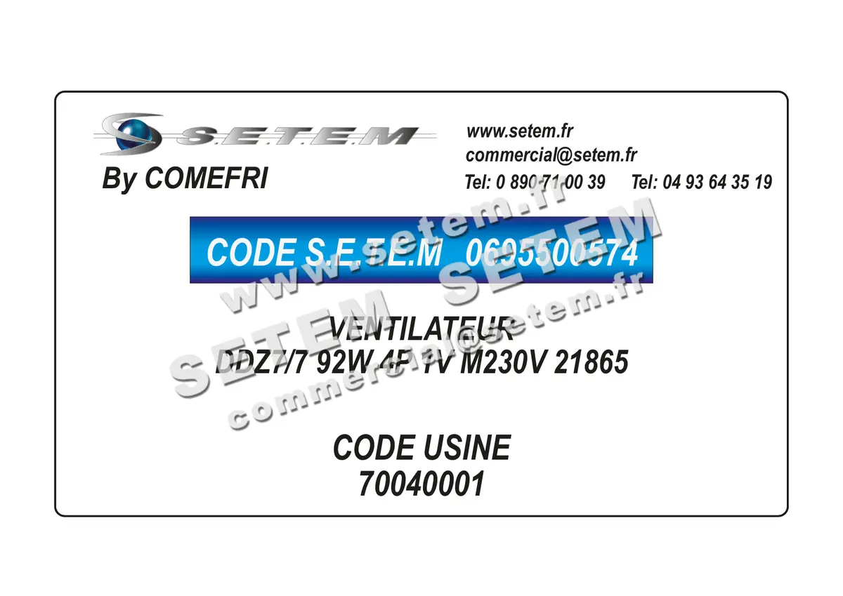 0695500574-VENTILATEUR COMEFRI DDZ7/7 92W 4P 1V M230V 21865 *70040001*