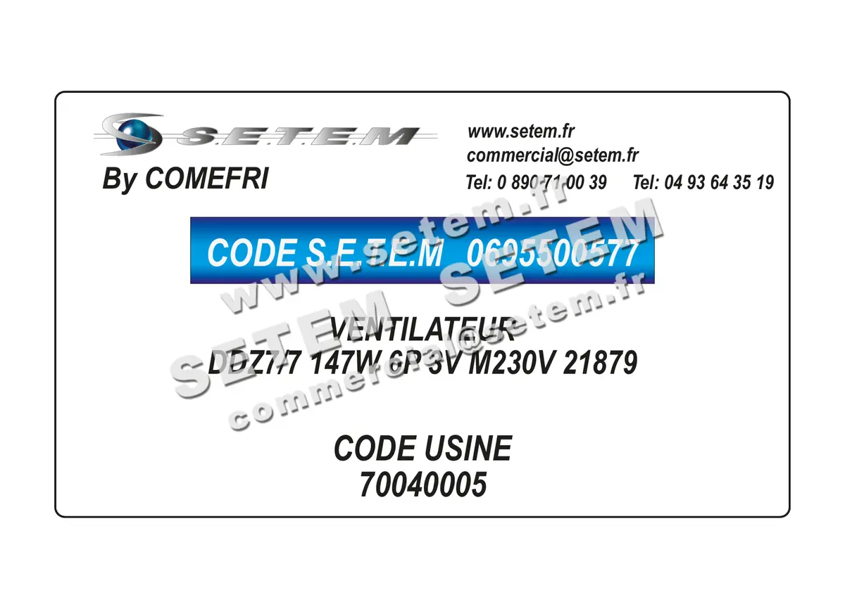 0695500577-VENTILATEUR COMEFRI DDZ7/7 147W 6P 3V M230V 21879 *70040005*