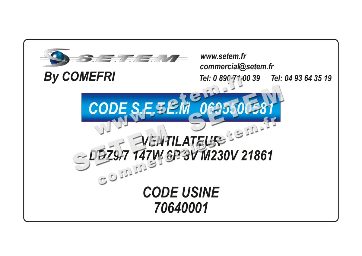 0695500581-VENTILATEUR COMEFRI DDZ9/7 147W 6P 3V M230V 21861 *70640001*