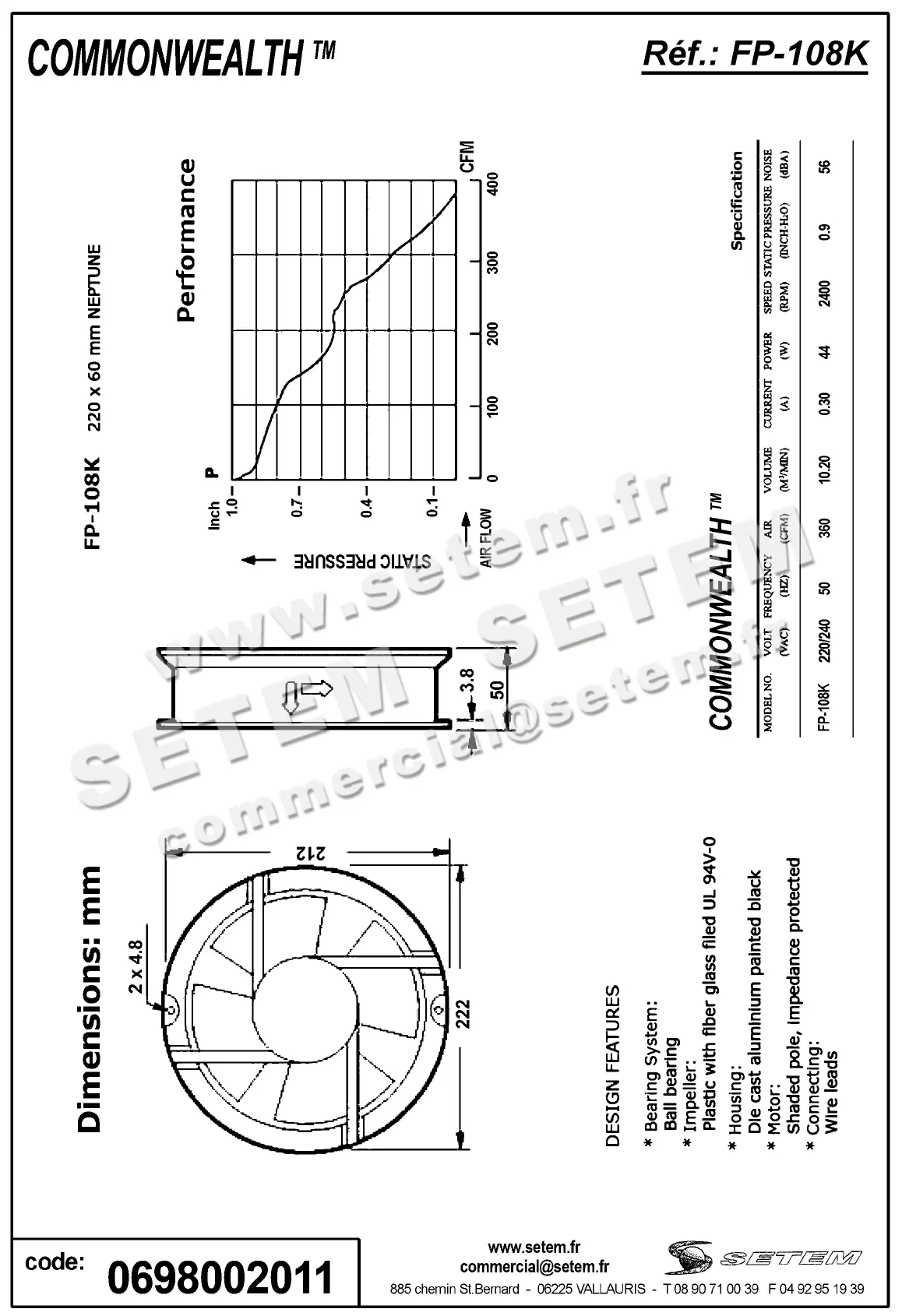 0698002011-VENTILATEUR COMMONWEAL FP.108K S1.B 2