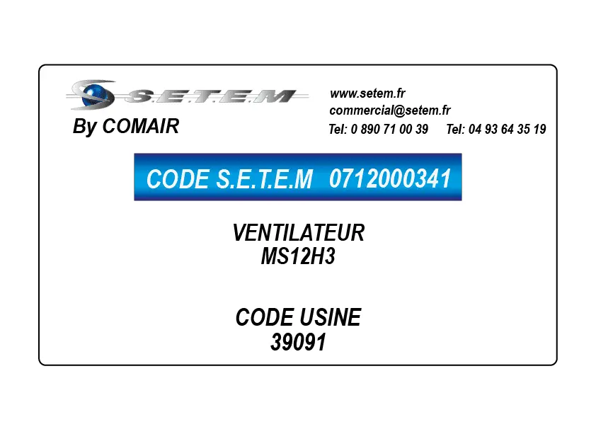 VENTILATEUR COMAIR ROTRON MS12H3 *39091*