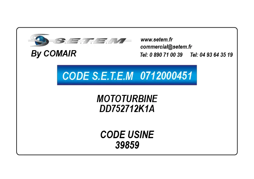 MOTOTURBINE COMAIR ROTRON DD752712K1A *39859*