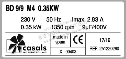 0747000909-VENTILATEUR CASALS BD9/9M4 350W + PI *25122026000403* 2