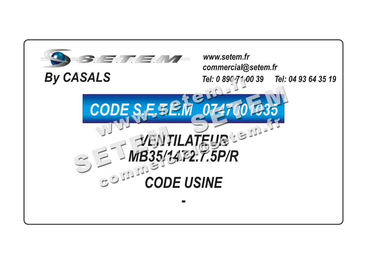 0747001035-VENTILATEUR CASALS MB35/14T2.7.5P/R