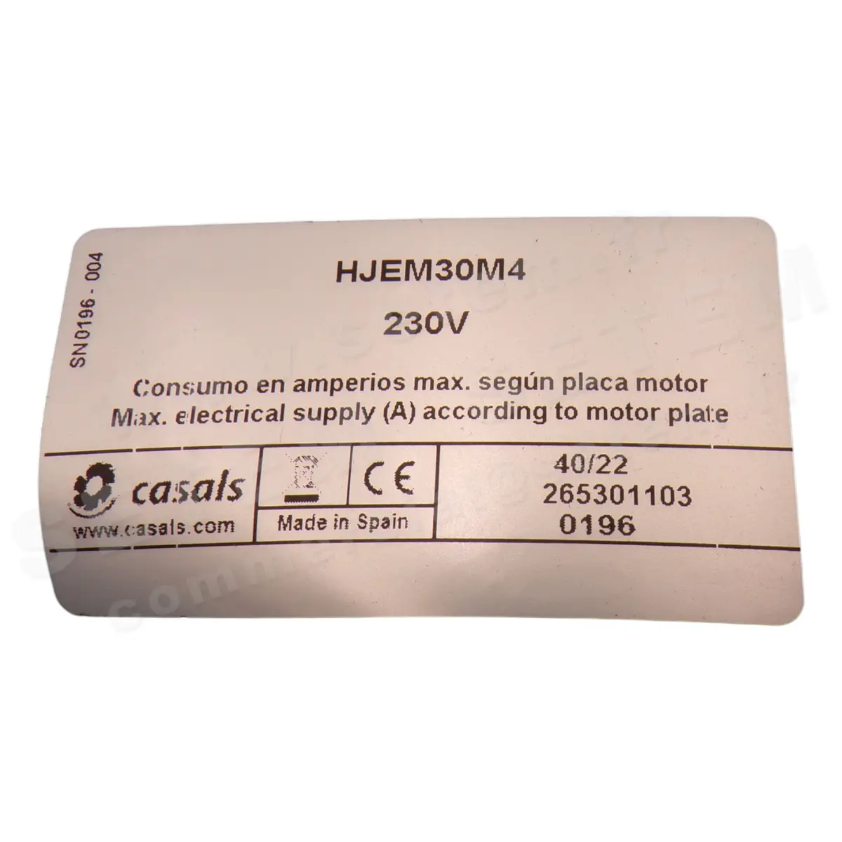 0747001258-VENTILATEUR CASALS HJEM30M4 *265301103*