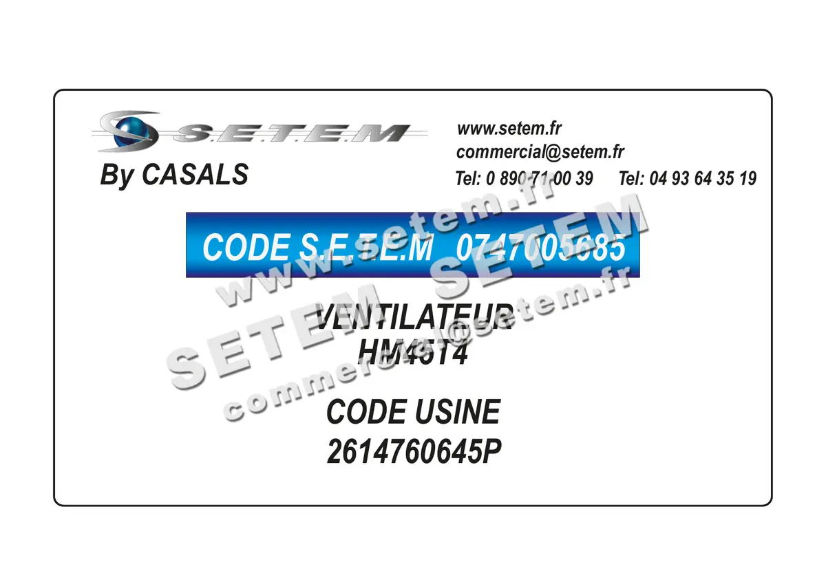 0747005685-VENTILATEUR CASALS HM45T4 *2614760645P*