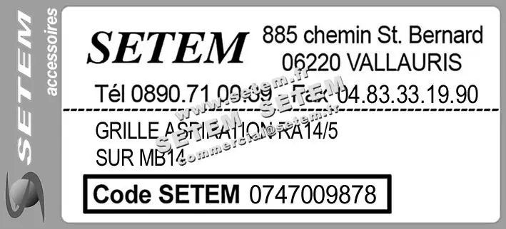 0747009878-GRILLE D'ASPIRATION CASALS RA14/5 SUR MB14