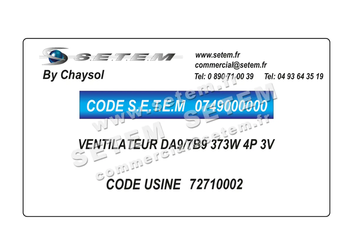 0749000000-VENTILATEUR CHAYSOL DA9/7B9 373W 4P M230V 3V *72710002*