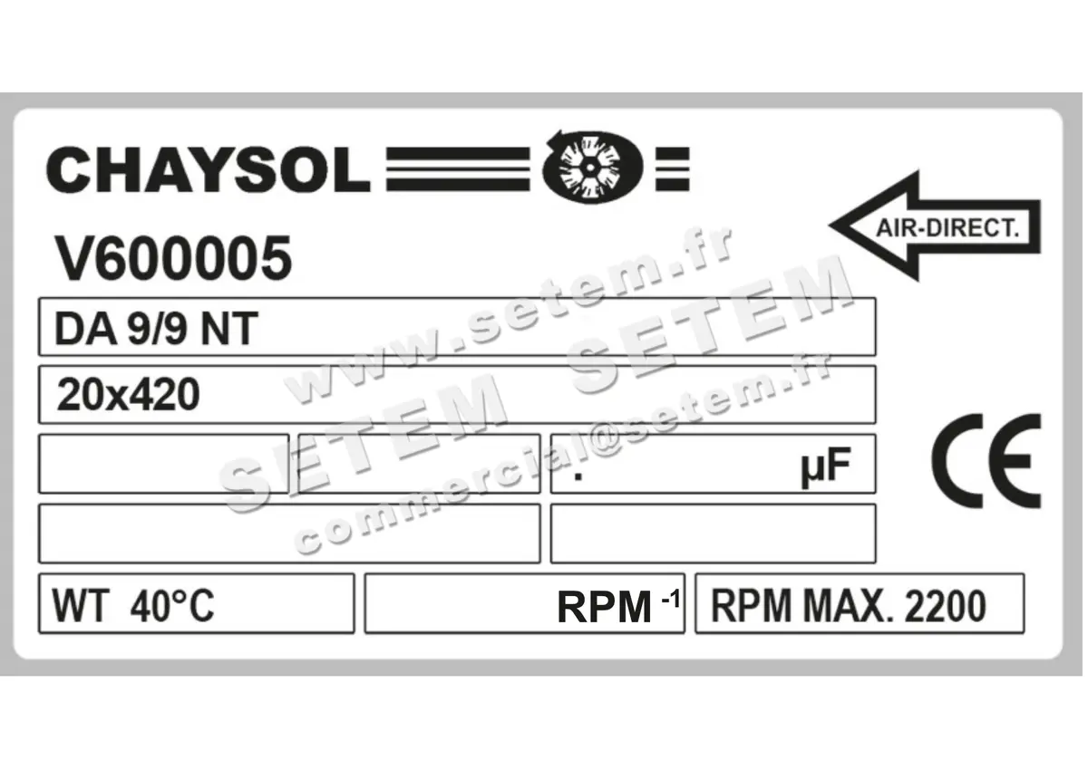 0749000002-VENTILATEUR CHAYSOL DA9/9NT *V600005* 2