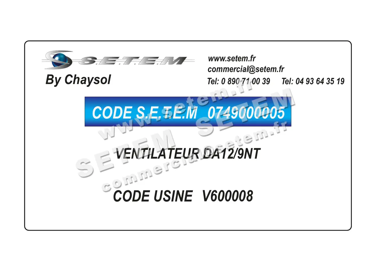 0749000005-VENTILATEUR CHAYSOL DA12/9NT *V600008*