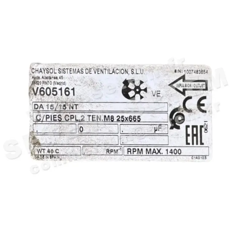 0749000011-VENTILATEUR CHAYSOL DA15/15NT+PI *V605161*
