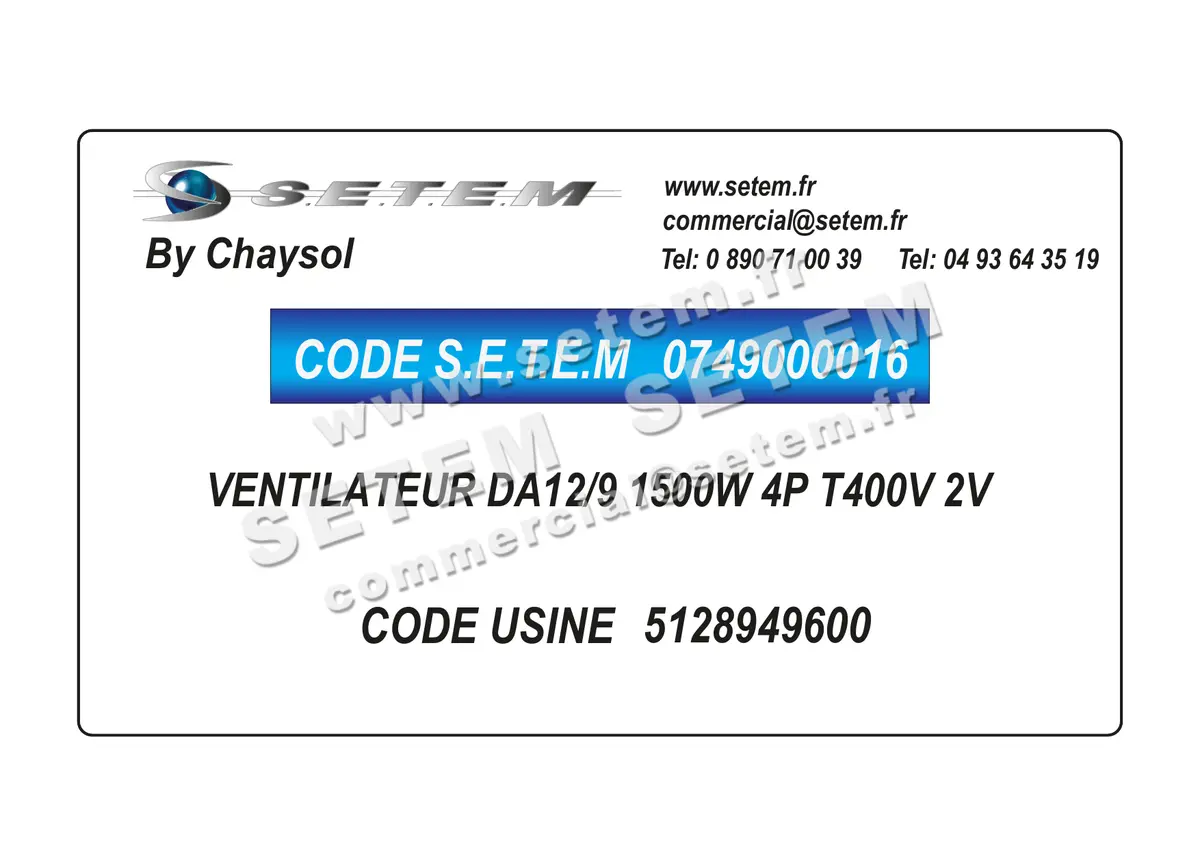 0749000016-VENTILATEUR CHAYSOL DA12/9 1500W 4P T400V 2V *5128949600*