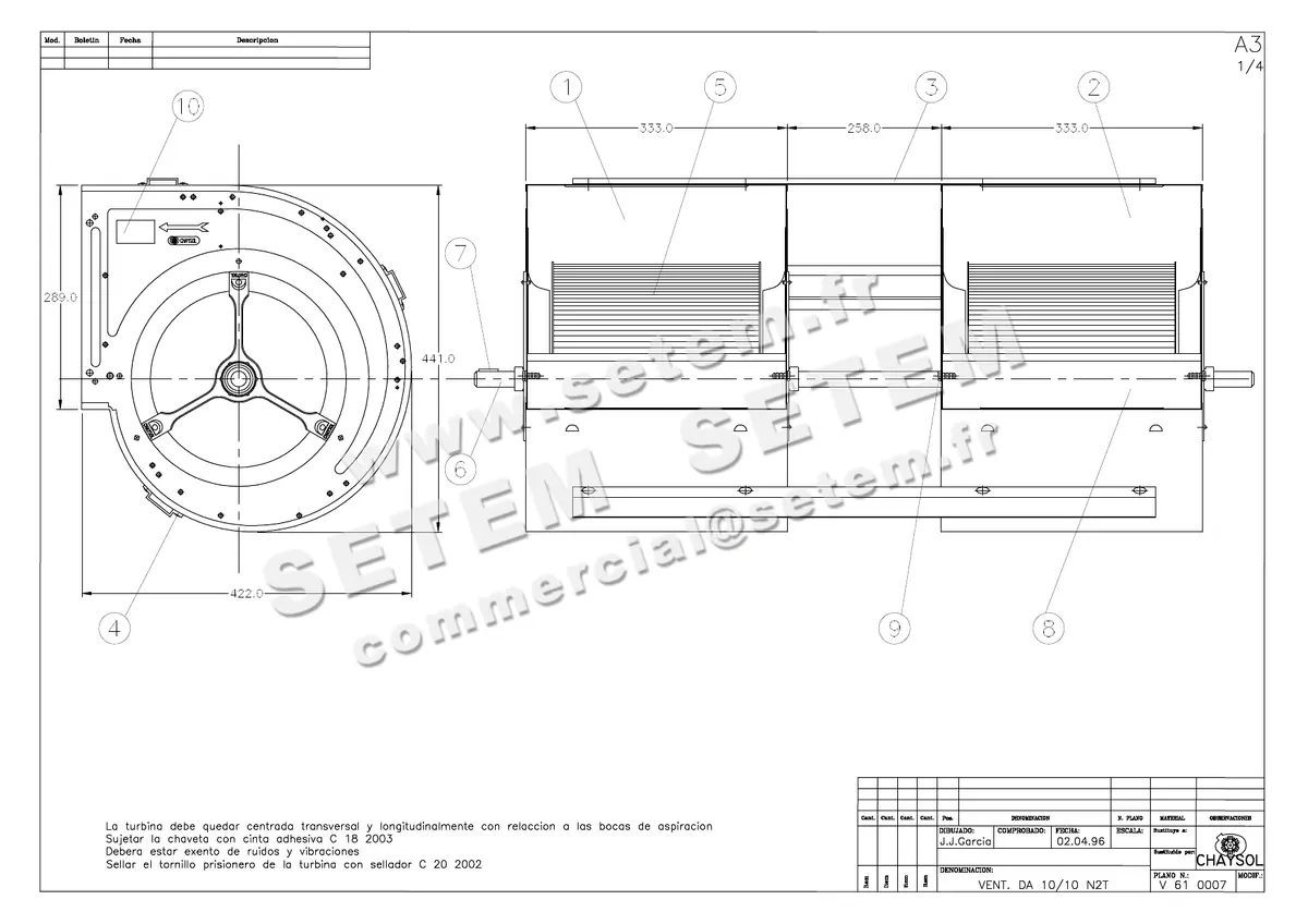 0749000062-VENTILATEUR CHAYSOL DA10/10N2T *V610007* 2