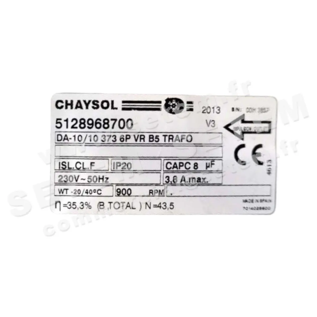 0749000154-VENTILATEUR CHAYSOL DA-10/10 373 6P VR B5 TRAFO *5128968700*