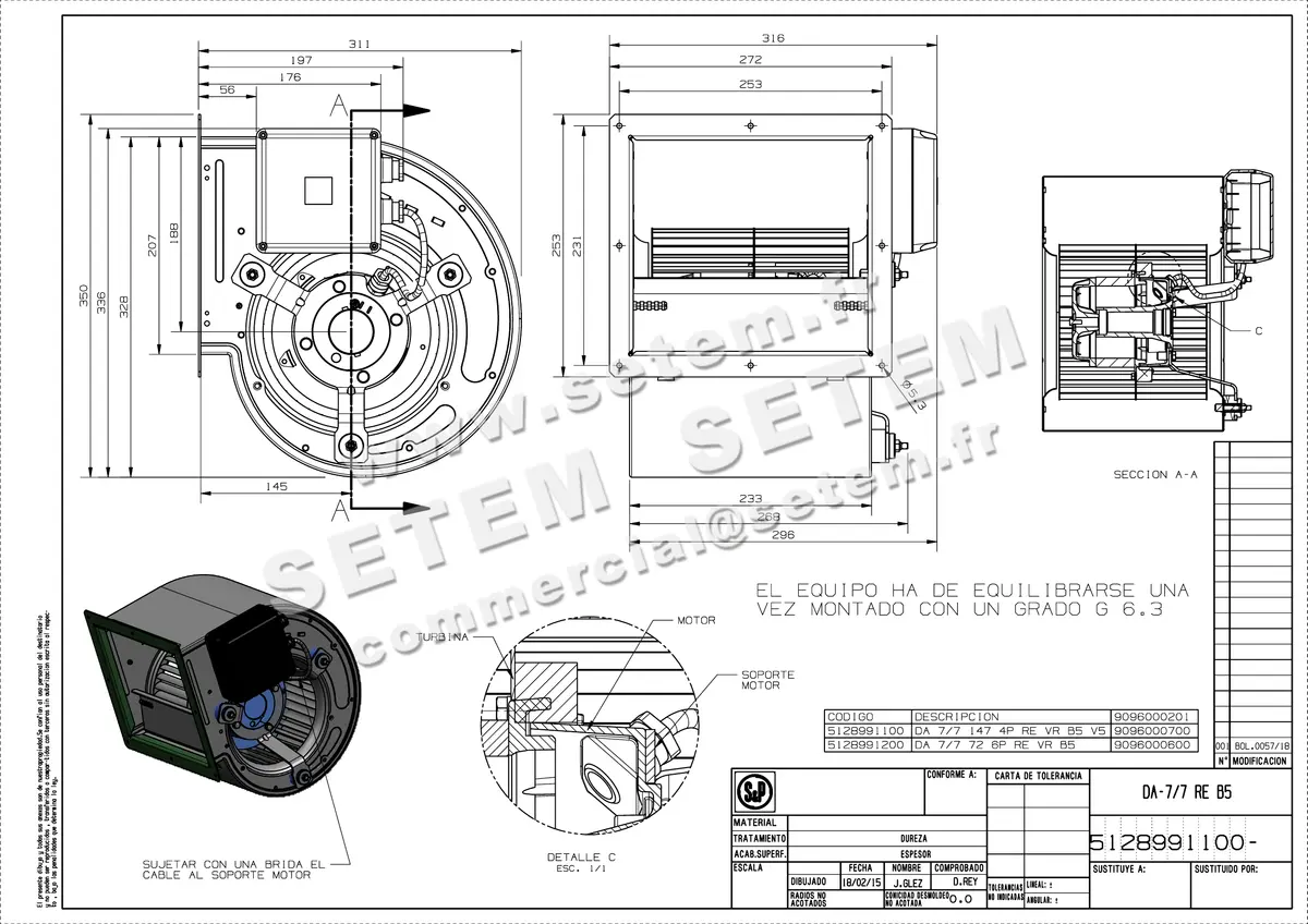 0749001000-VENTILATEUR CHAYSOL DA-7/7 72W 6P M230V 1V *5128991100* 2