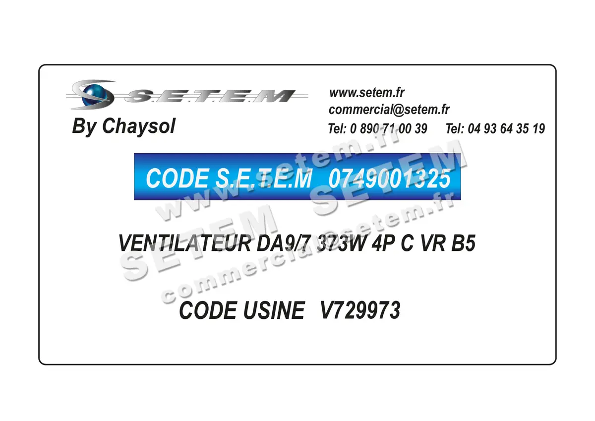 0749001325-VENTILATEUR CHAYSOL DA9/7 373W 4P C VR B5 *V729973*