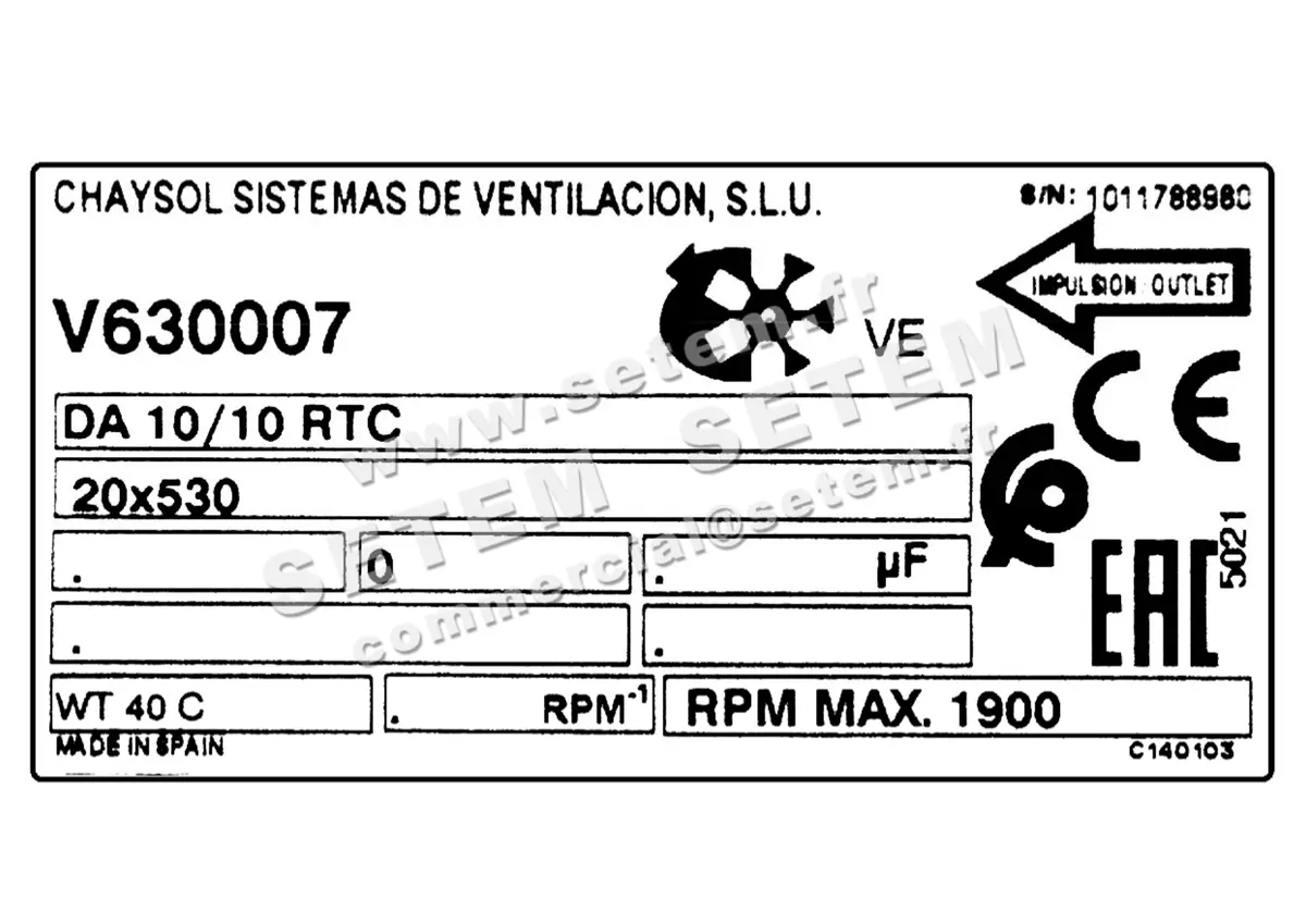 0749001400-VENTILATEUR CHAYSOL DA10/10RTC *V630007* 4