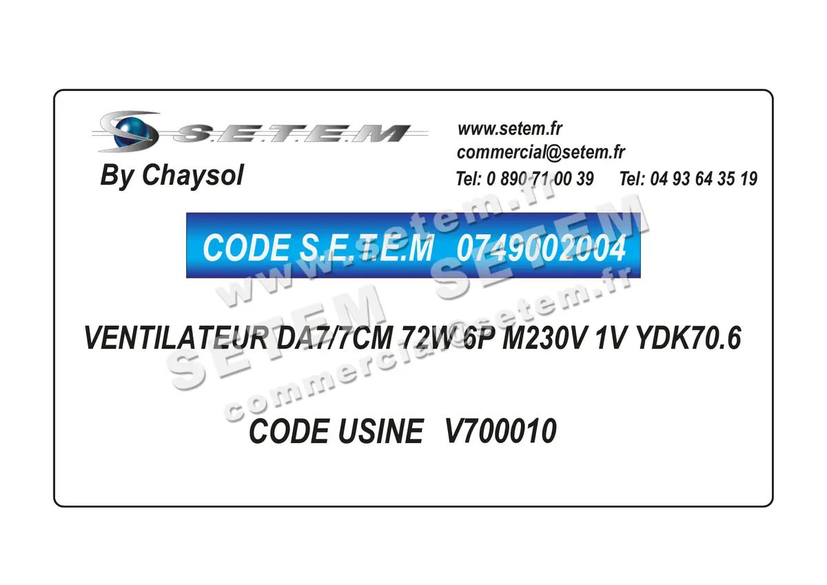 0749002004-VENTILATEUR CHAYSOL DA7/7CM 72W 6P M230V 1V YDK70.6 *V700010* 4