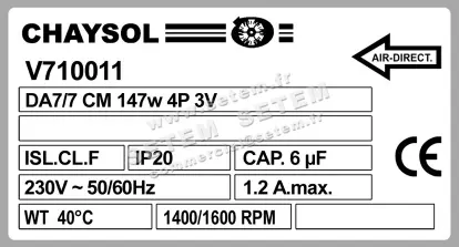 0749002010-VENTILATEUR CHAYSOL DA7/7CM 147W 4P M230V 3V YDK150.4.3V *V710011* 3