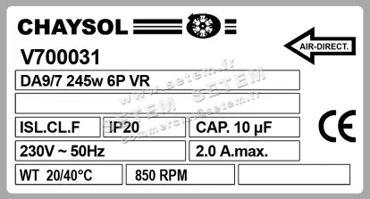 0749002020-VENTILATEUR CHAYSOL DA9/7CM 245W 6P M230V 1V YDK240.6 *V700031* 3