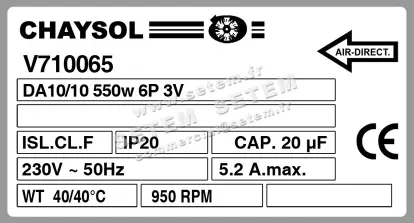 0749002065-VENTILATEUR CHAYSOL DA10/10 550W 6P M230V 3V *V710065* 2