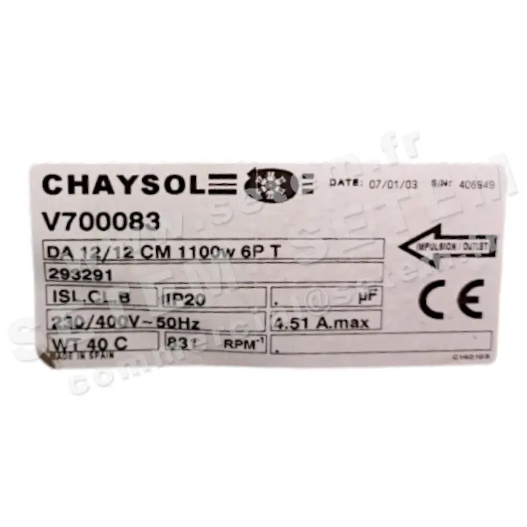 0749002081-VENTILATEUR CHAYSOL DA12/12CM 736W 6P T230/400V 1V *V700083*