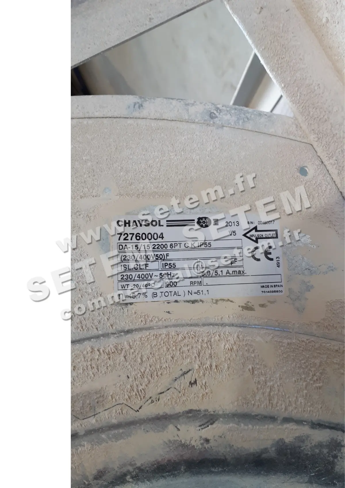 0749002106-VENTILATEUR CHAYSOL DA15/15RTCCM/AL 2200W 6P T230/400V 1V *72760004*