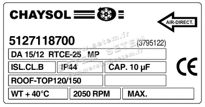0749002107-VENTILATEUR CHAYSOL DA15/12RTCE.25MP "3795122" *5127118700* 3