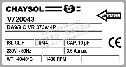 0749002233-VENTILATEUR CHAYSOL DA9/9 373 4P CVR 373W 4P M230V 1V MAB/4.560TR *V720043* 2