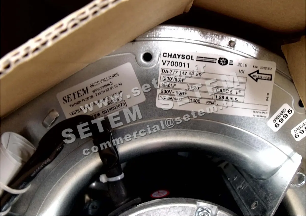 0749003075-VENTILATEUR CHAYSOL DA7/7CM/FE 147W 4P M230V 1V +BR *V725229*