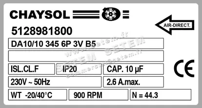 0749004262-VENTILATEUR CHAYSOL DA10/10 245W 6P M230V 3V B5 +BR *5128981800* 2