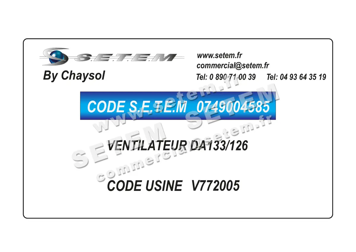 0749004585-VENTILATEUR CHAYSOL DA133/126 *V772005*