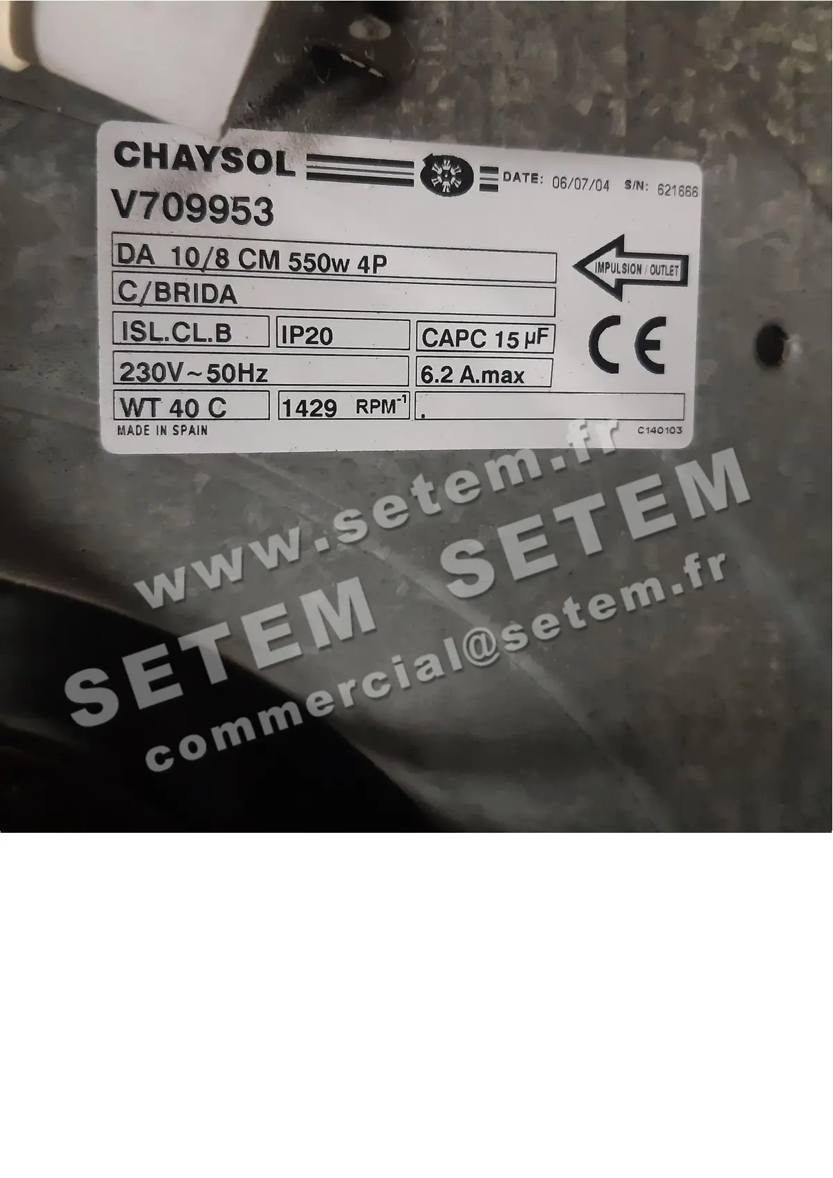 0749005228-VENTILATEUR CHAYSOL DA10/8CM 550W 4P M230V 1V +BR *V709953*