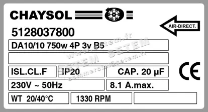 0749005885-VENTILATEUR CHAYSOL DA10/10CM/AL 750W 4P M230V 3V +BR *5128037800* 2