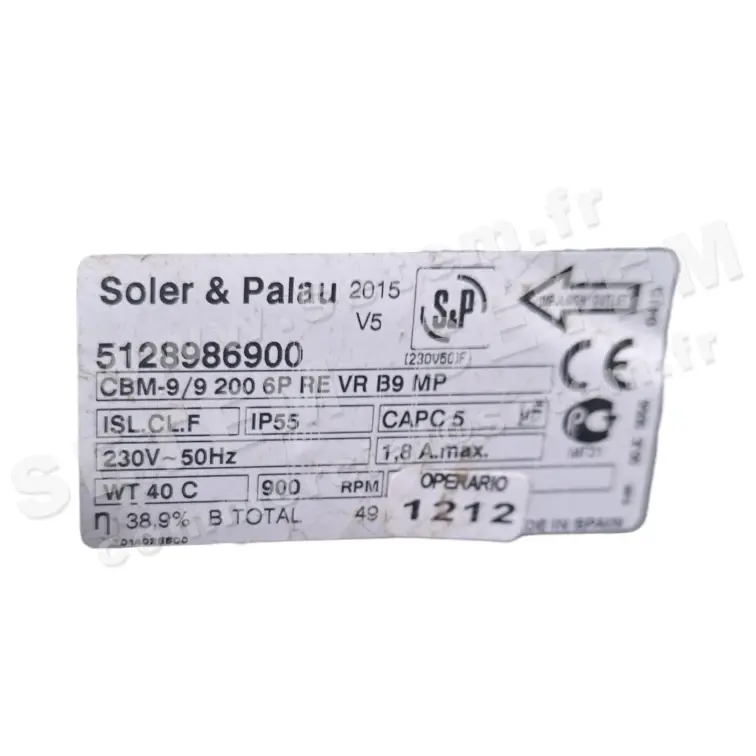 0749006287-VENTILATEUR CHAYSOL CBM-9/9 200W 6P M230V 1V RE VR B9 MP *5128986900*