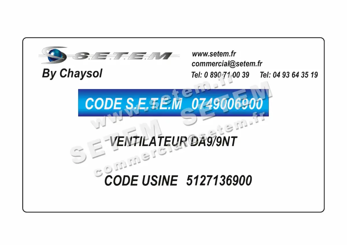 0749006900-VENTILATEUR CHAYSOL DA9/9NT *5127136900* 5