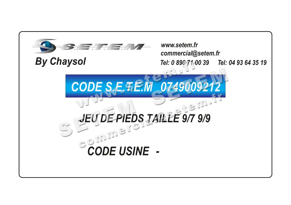 0749009212-JEU DE PIEDS TAILLE 9/7 9/9 CHAYSOL
